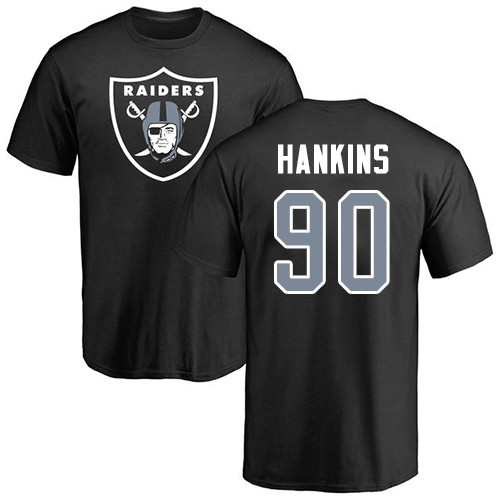 Men Oakland Raiders Black Johnathan Hankins Name and Number Logo NFL Football #90 T Shirt->nfl t-shirts->Sports Accessory